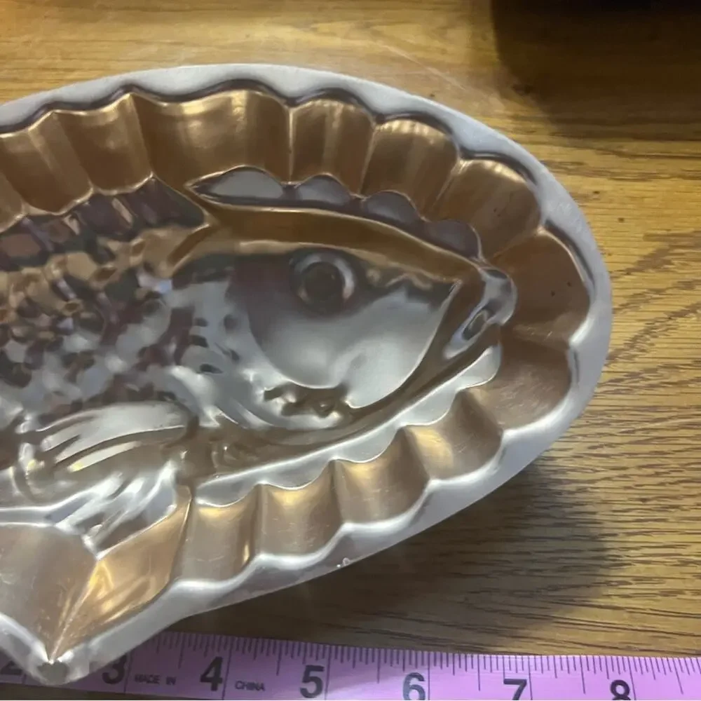 Vintage Copper Fish Mold Cake Pan Salmon Wall Decor Cottagecore 90s Kitchen